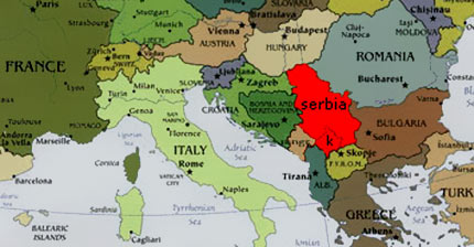 Map showing serbia